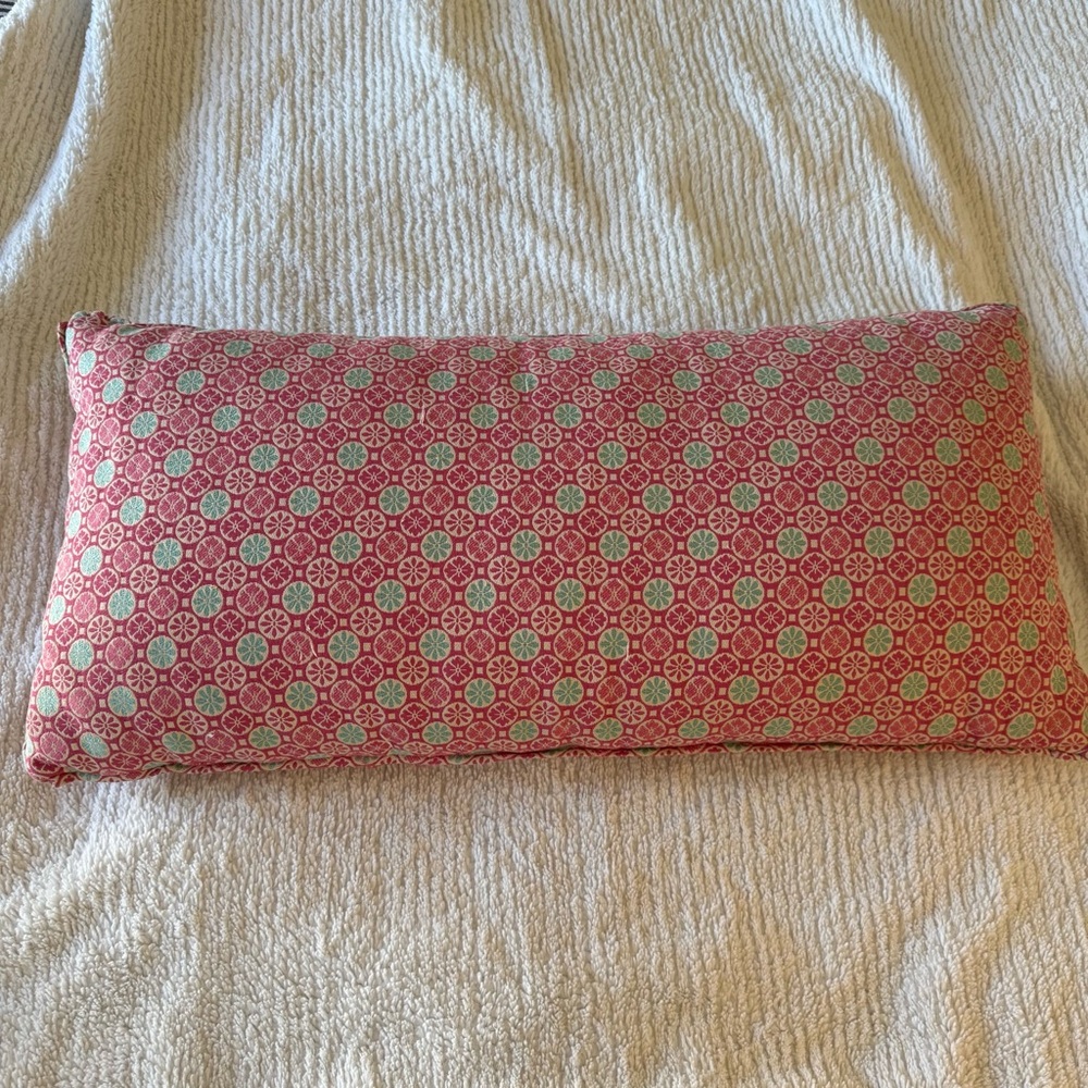 Pink and turquoise jacquard lumbar Pillow